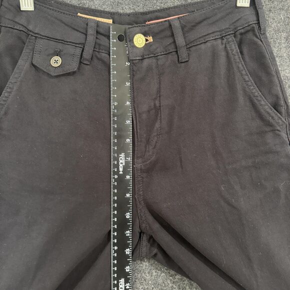 Pilcro Pants Women's 25 Black Wide Leg Flare High Rise Cuffed Hem Trouser Chino - Picture 6 of 12